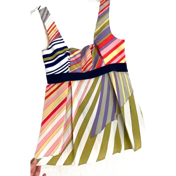 Black Halo 100% Silk Jackie Tailored Tank Top Side Zip Multicolor Sz: 4 - Picture 1 of 11